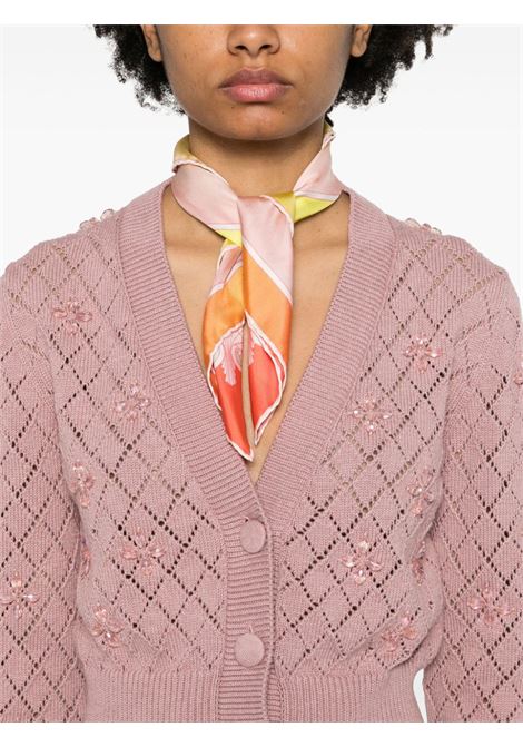 Pink bead-embellished pointelle-knit cardigan - women GOLDEN GOOSE | GWP01169P00146825309